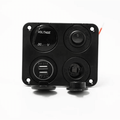 Панел за вграждане с 1 бутон ON/OFF, 2бр. USB, VOLT-метър и 12V изход