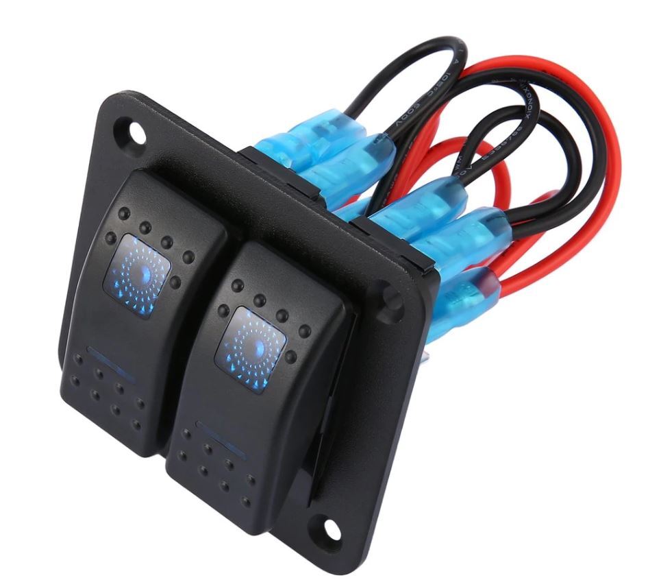 Панел/табло с 2 бутона ON/OFF - универсален, за вграждане 12V - 24V