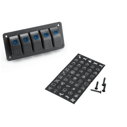 Панел/табло с 5 бутона ON/OFF - универсален, за вграждане 12V - 24V