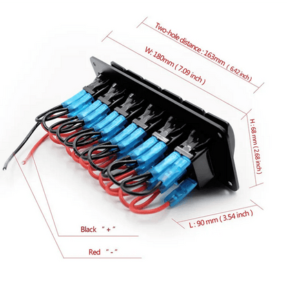 Панел/табло с 6 бутона ON/OFF - универсален, за вграждане 12V - 24V