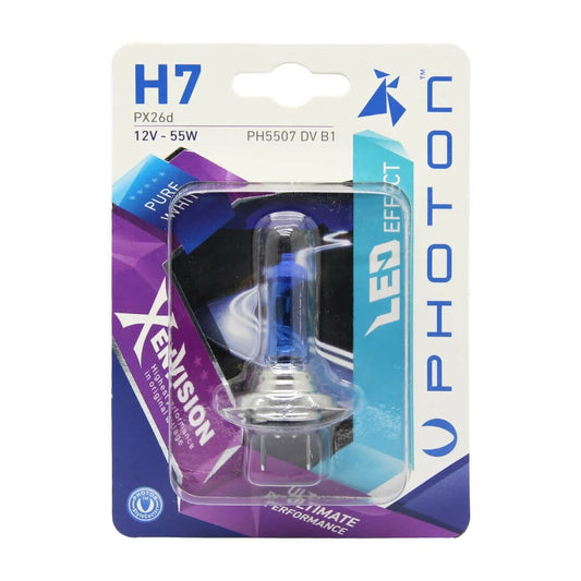 1 брой халогенна крушка H7 12V 55W PX26D в блистер бяла светлина Xen Vision PHOTON