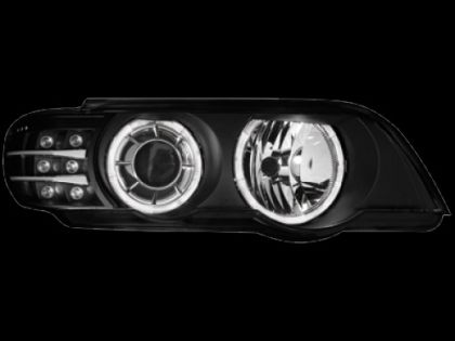 Кристални фарове за BMW X5 (1999-2003) - черни с диодни мигачи