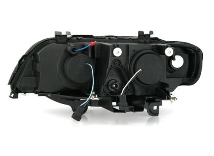 Кристални фарове с дневни светлини и ангелски очи за BMW X5 (1999-2003) - черни