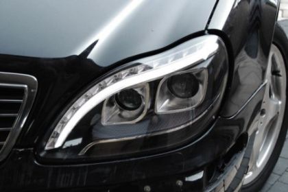 Кристални фарове за Mercedes W220 S-Class (1998-2005) - Лайтбар дизайн черни