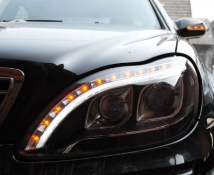 Кристални фарове за Mercedes W220 S-Class (1998-2005) - Лайтбар дизайн черни