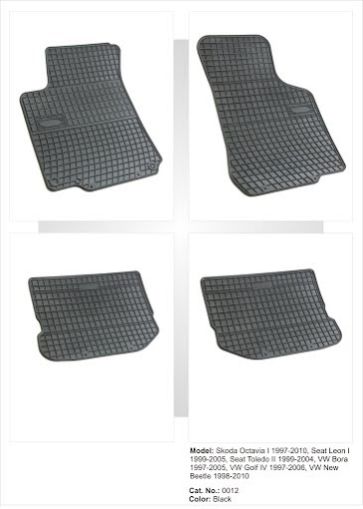 Гумени стелки за SKODA Octavia I (1997-2010) / SEAT Leon I (1999-2005) / Toledo II (1999-2004) / VW Golf IV (1997-2006) / New Beetle (1997-2010), марка Frogum