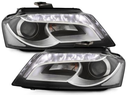 Кристални фарове за Audi A3 (2008-2012) - черни