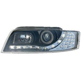 Кристални фарове DAYLINE AUDI A4 (1999-2001) с диодни мигачи - черни