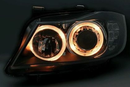 Кристални фарове Angel Eyes BMW E90 (2005-2009) - черни