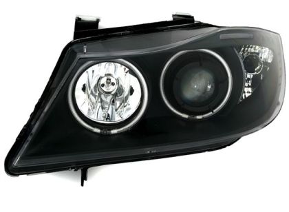 Кристални фарове Angel Eyes BMW E90 (2005-2009) - черни