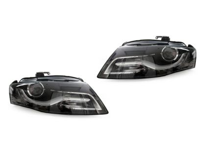 Кристални фарове с дневни светлини за Audi A4 B8 (2007-2011) - черни