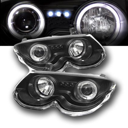 Кристални фарове Angel eyes Chrysler 300M (1999-2004) - черни