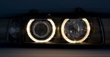 Кристални фарове  за BMW E36 Angel Eyes (1991-2000) 2d coupe - черни