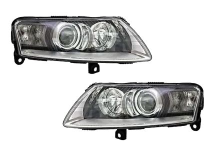 Кристални фарове Angel Eyes AUDI A6 (2004-2007) - черни