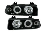 Кристални фарове Angel Eyes BMW E36 (1991-2099) 2D coupe - черни