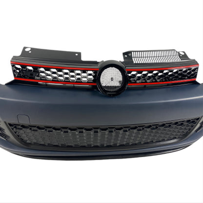Предна броня за VW GOLF 6 с решетка и халогени - GTI дизайн груднирана
