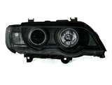 Кристални фарове с дневни светлини и ангелски очи за BMW X5 (99-03) - черни