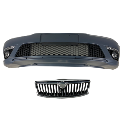 Предна броня за Skoda Octavia 2 (2009-2013) facelift с дневни светлни и халогени