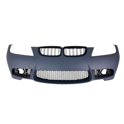 Предна броня за BMW E90 (2008+) - М3 дизайн с бъбреци, отвори за халогени, маркирана за парктроник