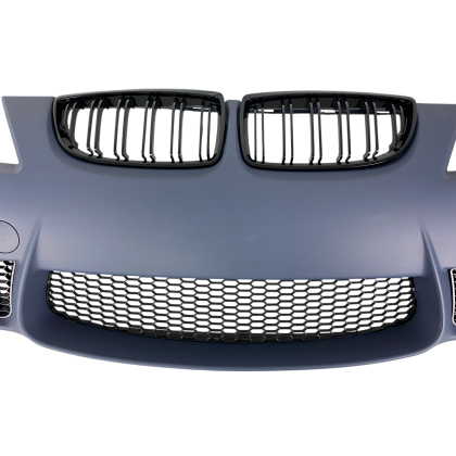 Предна броня за BMW E90 (2008+) - М3 дизайн с бъбреци, отвори за халогени, маркирана за парктроник