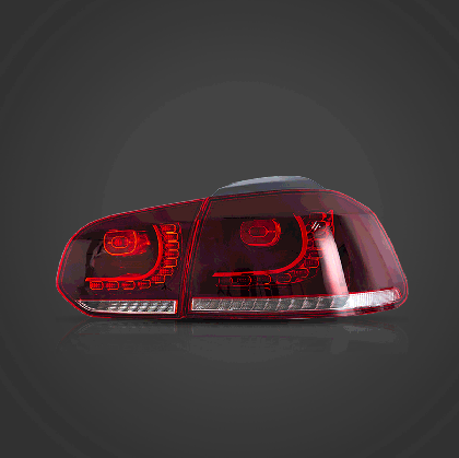 Диодни стопове за VW GOLF 6 (2008-2014) GTI / R look с бягащ мигач - червени
