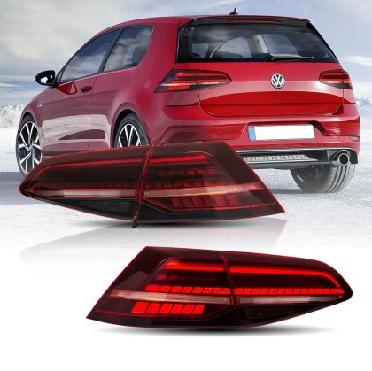 Диодни стопове за VW GOLF 7 (2014-2021) GTI / R look с бягащ мигач - червени