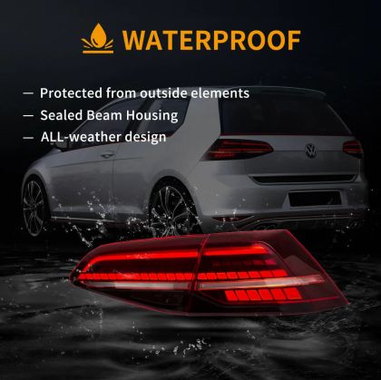Диодни стопове за VW GOLF 7 (2014-2021) GTI / R look с бягащ мигач - червени