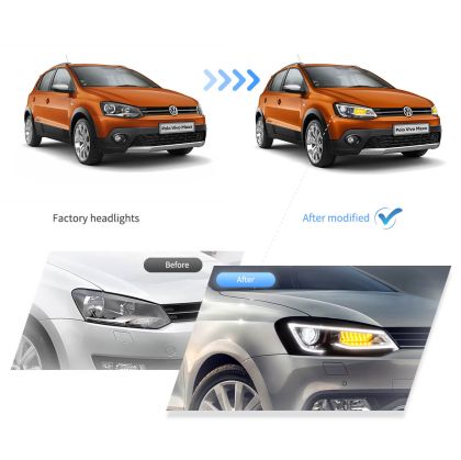 Тунинг led фарове за VW POLO (2009-2017) - черни