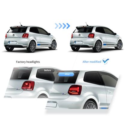 Диодни стопове за VW POLO (2009-2017) GTI / R look с бягащ мигач - червени