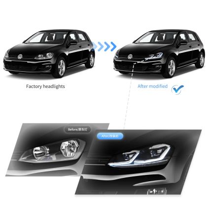 Тунинг led фарове за VW GOLF 7 (2014-2018) черни - Silver line
