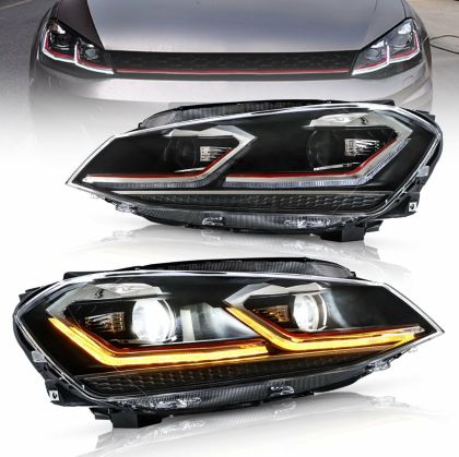 Тунинг led фарове за VW GOLF 7 (2014-2018) черни - Red line