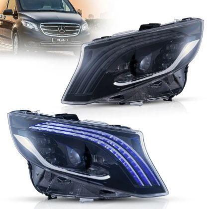 Тунинг led фарове за Mercedes Vito W447 (2016-2023) черни - Matrix с Full Led светлини