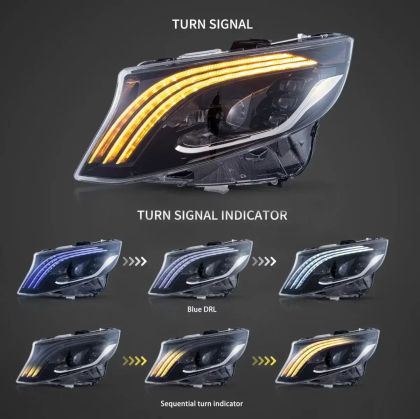 Тунинг led фарове за Mercedes Vito W447 (2016-2023) черни - Matrix с Full Led светлини