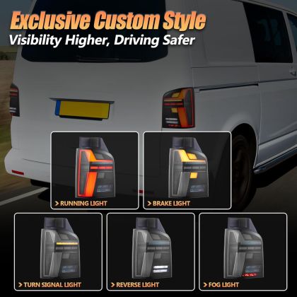 Диодни стопове за VW TRANSPORTER T5 (2010-2014) с бягащ мигач