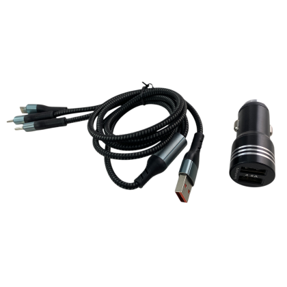 Автомобилно зарядно с 2 USB порта и 3 накрайника