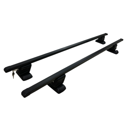 Греди напречни за багажник за кола напречни - за фабрични резби на покрива, 140см, с ключ - метални черни