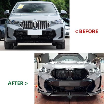 Добавка предна броня за BMW X6 G06 (2020-2022) M-Sport design - черен гланц