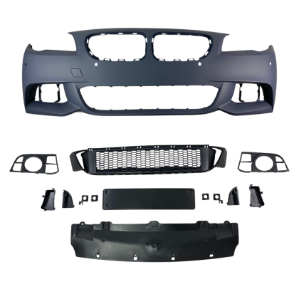 Предна броня за BMW F10 / F11 facelift (2014+) - M-Tech дизайн с отвори за парктроник, с отвори за пръскалки грундирана