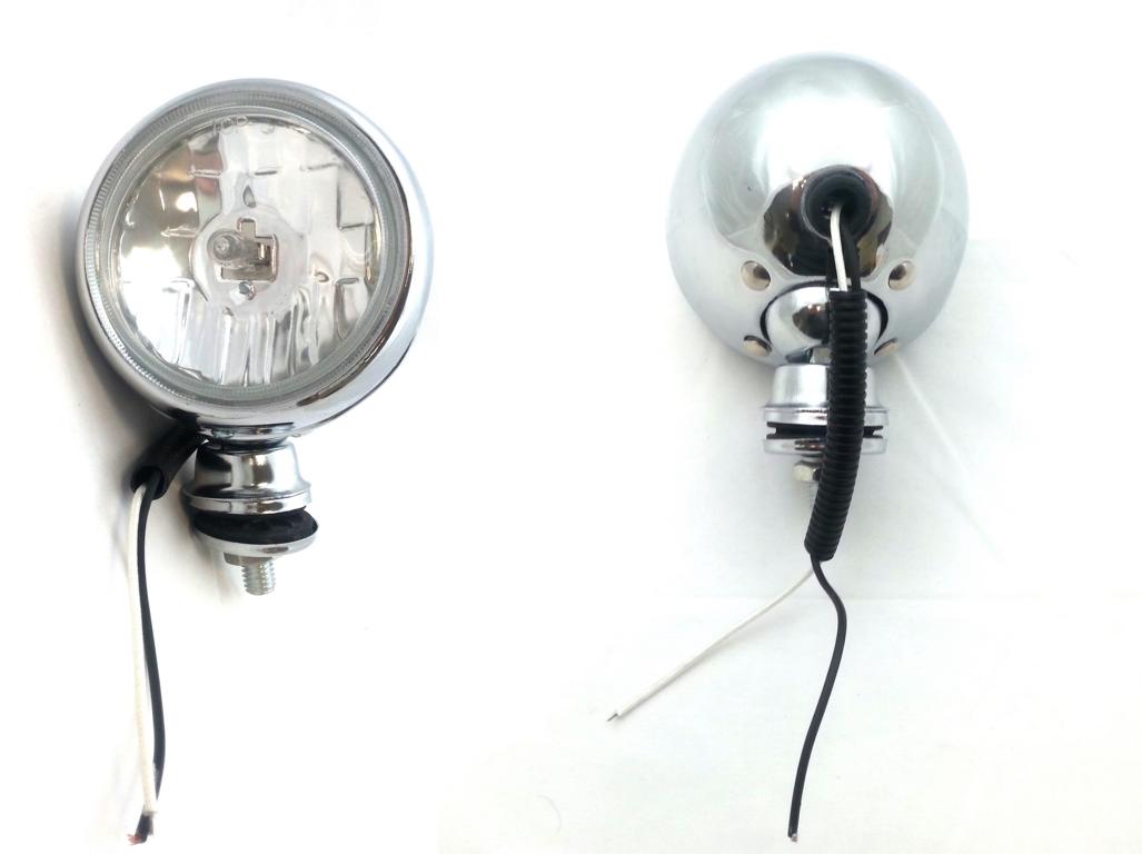 2 броя хромирани бели кръгли халогени за ролбар на 4x4, джип мотор