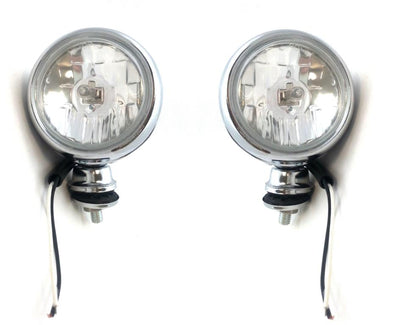 2 броя хромирани бели кръгли халогени за ролбар на 4x4, джип мотор