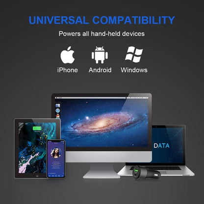 Универсално USB Зарядно до 63W, Метален Корпус, 12V - 24V, USB + Type C, бързо зареждане за Автомобил, бус, джип, камион и др.