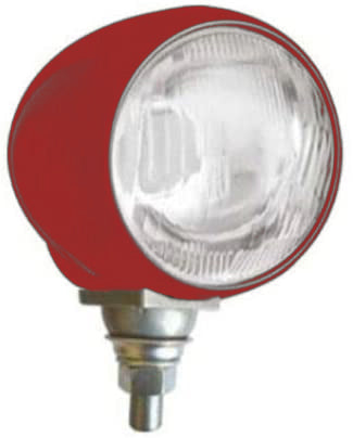 Фар, Халоген, Универсален, Кръгъл, Червен Корпус, Метал и Стъкло, Ø12см,