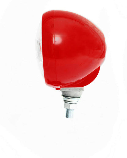 Фар, Халоген, Универсален, Кръгъл, Червен Корпус, Метал и Стъкло, Ø12см,