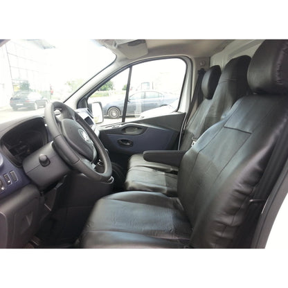 Калъфи/тапицерия за предни седалки за Opel Vivaro 2014+ / Renault Traffic, черни, еко кожа