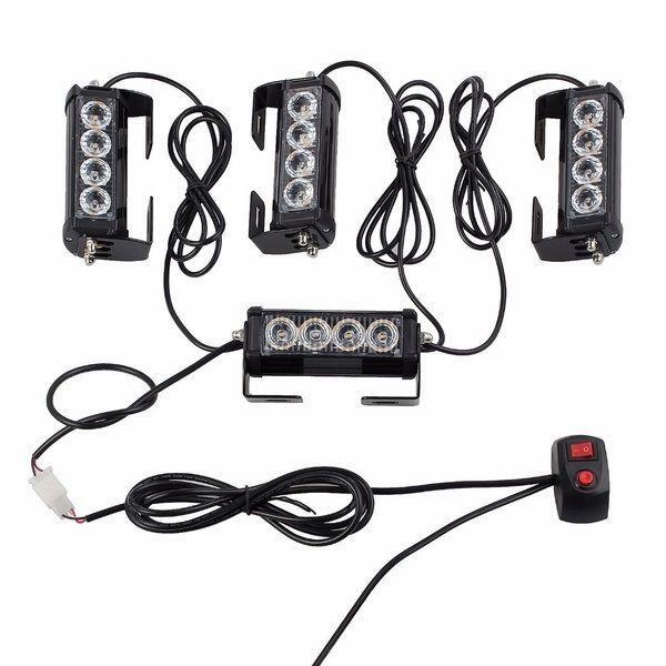 Сет 4бр LED аварийни лампи с контролер, Жълта блиц светлина 12V/24V