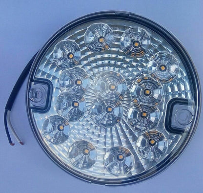 1 брой LED  Диоден Стоп Бял задна скорост светлина , Кръгъл Ø14cm, 12V-24V, За Камион, Ремарке, Бус , Каравана, Кемпер