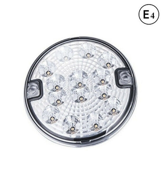 1 брой LED  Диоден Стоп Бял задна скорост светлина , Кръгъл Ø14cm, 12V-24V, За Камион, Ремарке, Бус , Каравана, Кемпер