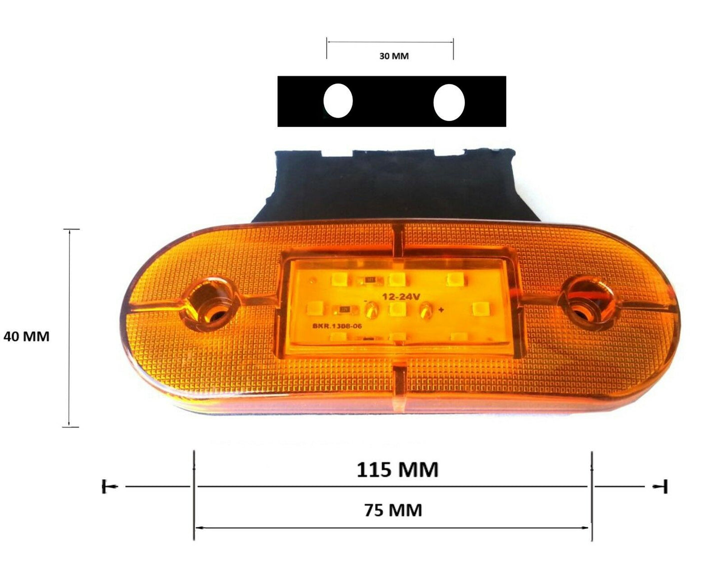 12V LED Оранжев Жълт Диоден Маркер Габарит Токос със 9 светодиода за камион ремарке бус ван каравана платформа
