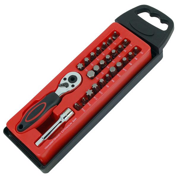 27 части - Комплект битове с тресчотка и удължение - Neilsen Tools