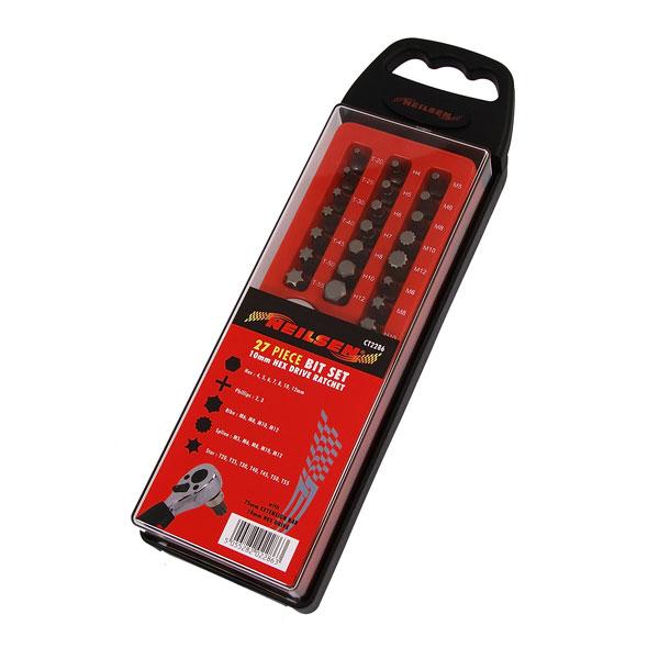 27 части - Комплект битове с тресчотка и удължение - Neilsen Tools
